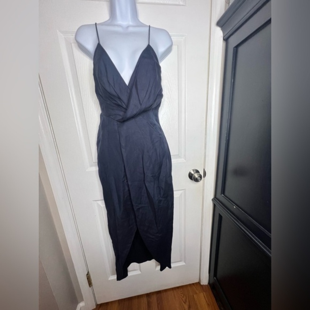 NWOT Fame and Partners US 4 The Jami Dress Midi Strappy Tulip Hem Navy Blue AU 8 - Picture 2 of 16